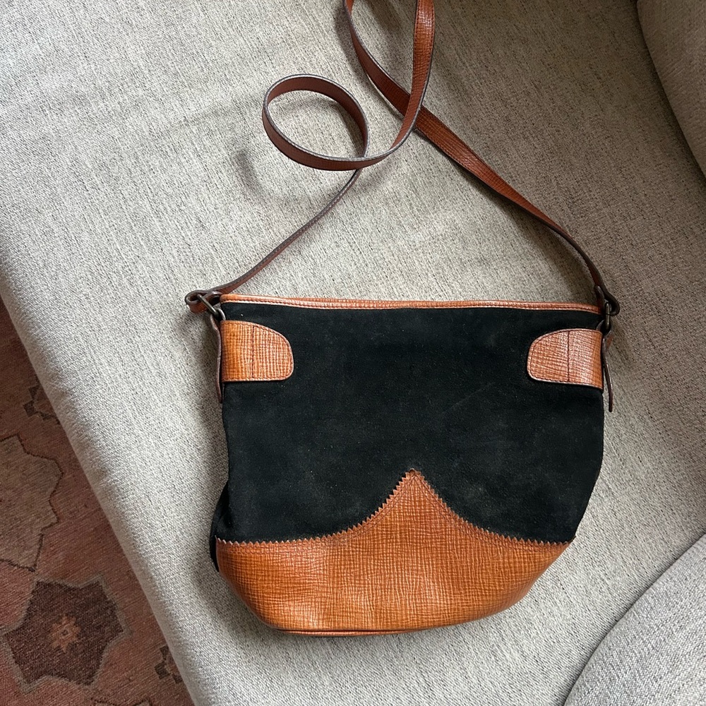Vintage Suede and Leather Crossbody Bag